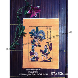 Tranh Đông Hồ Hứng Dừa (loại 37x52cm)